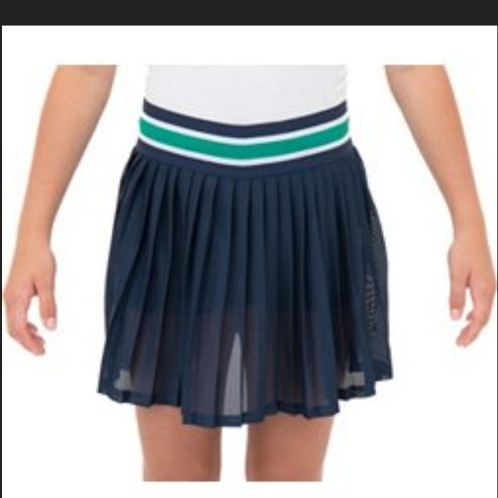 Nwot Wilson Classic Preppy Navy Striped Mesh Pleated Tennis Skirt Xs S